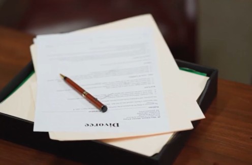 A divorce paper on a table