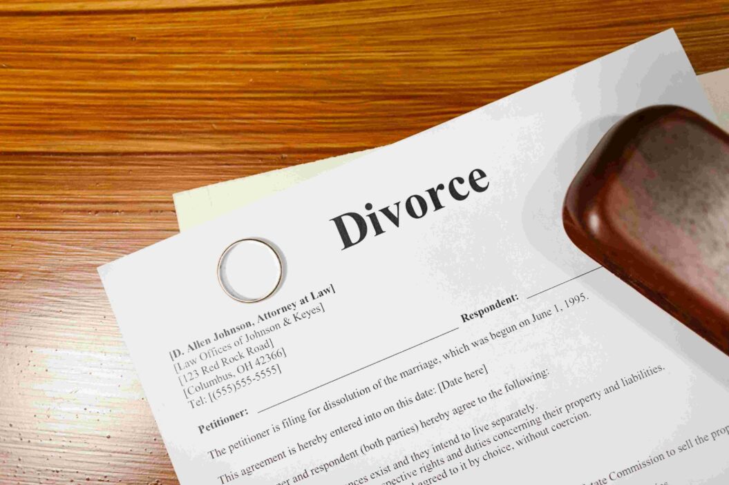 A divorce paper on a table